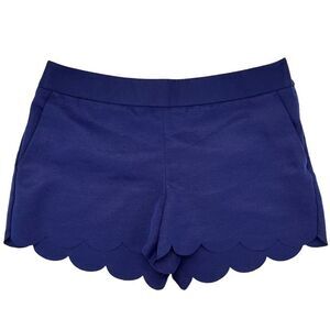 Express Scalloped Hem Shorts Navy Blue Flat Front w/ Pockets 3” Inseam Preppy 2